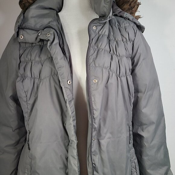 Nine West Army Olive Green Puffer Fur Detachable Hood Down Feather Parka Jacket - Picture 3 of 10